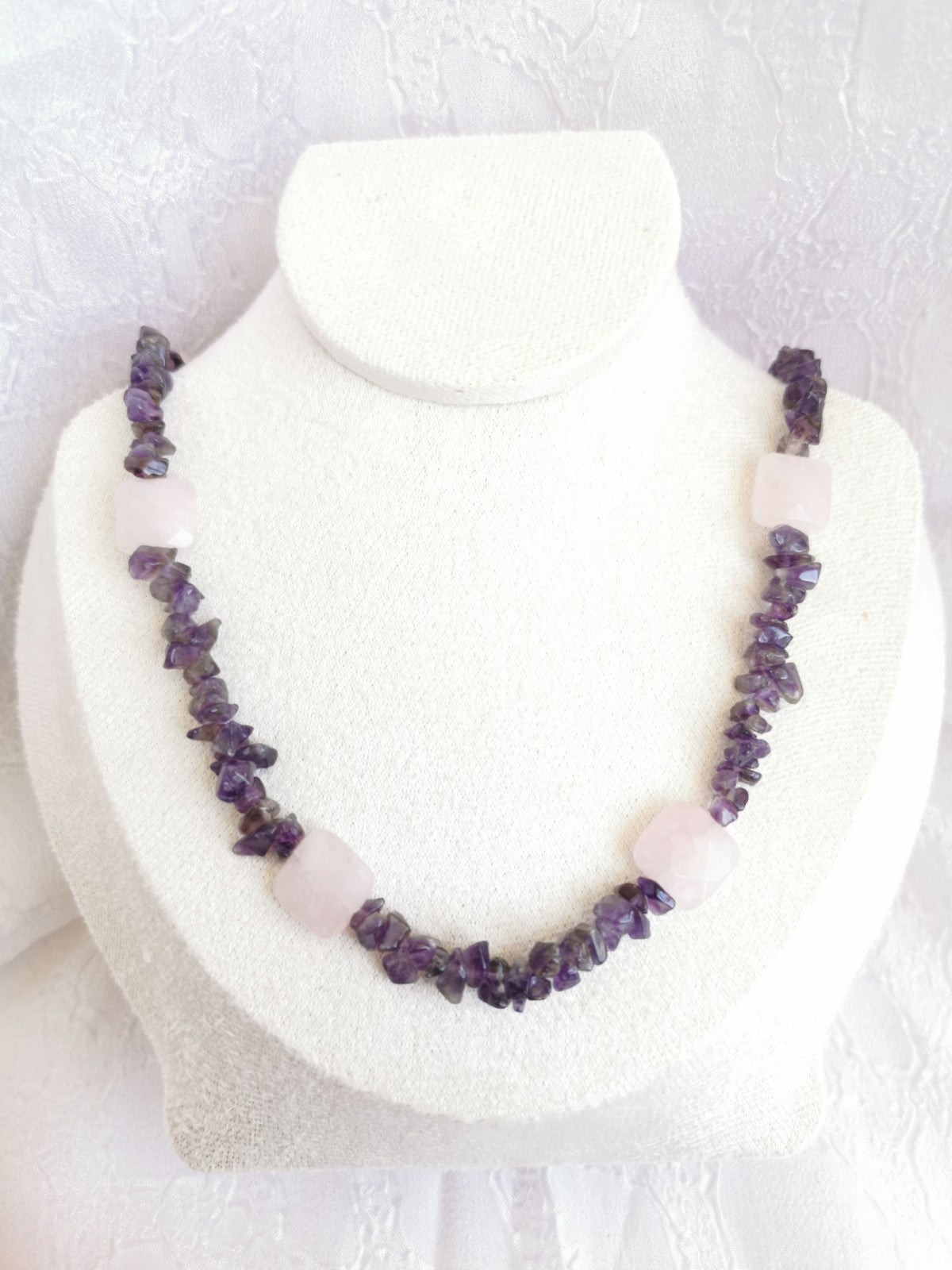 Collier améthyste et quartz rose