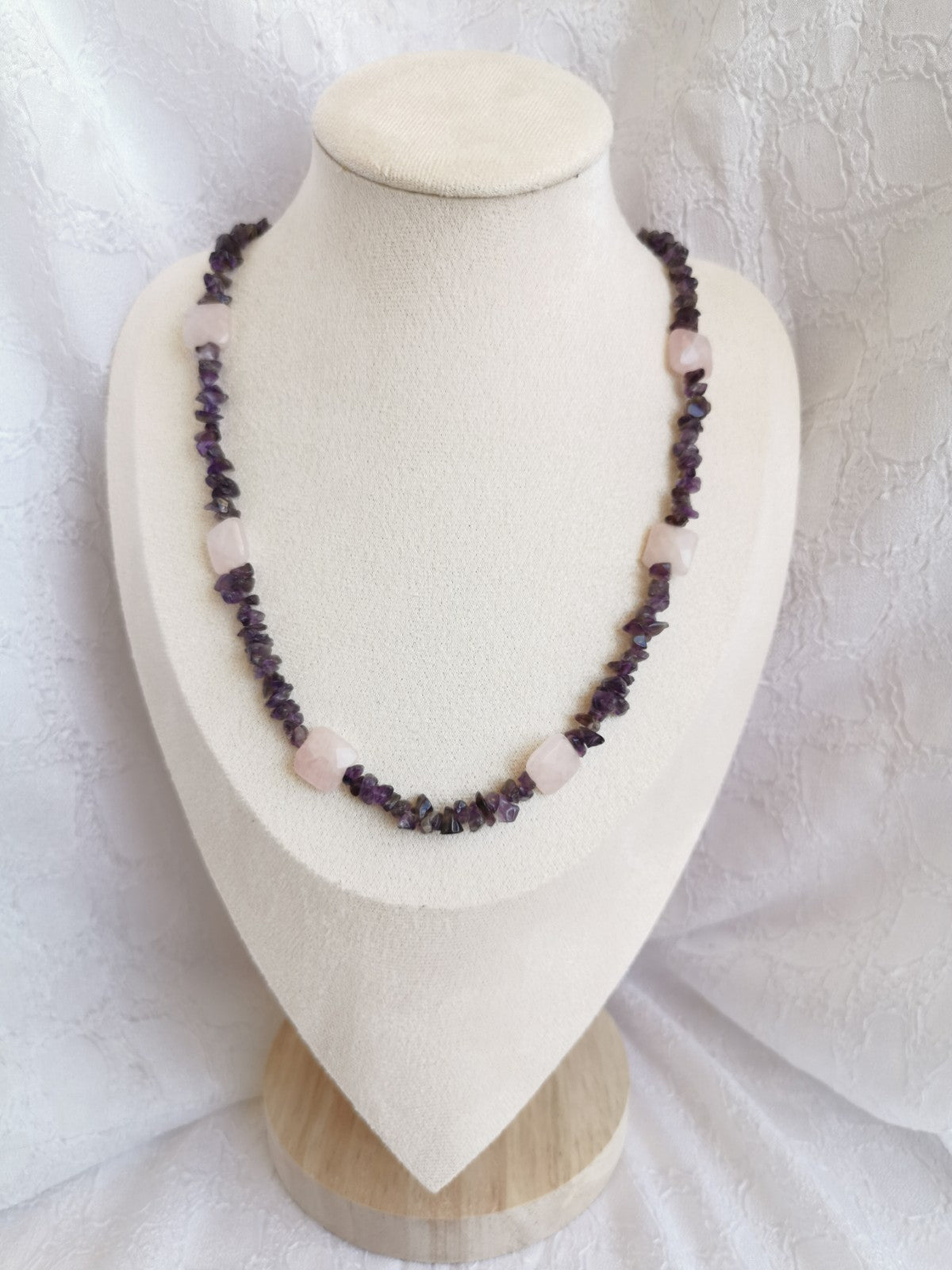 Collier améthyste et quartz rose